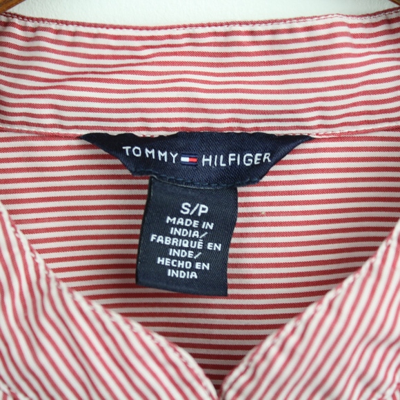 Tommy Hilfiger Red Pin Stripe Ruffle Front, Small - Picture 5 of 6